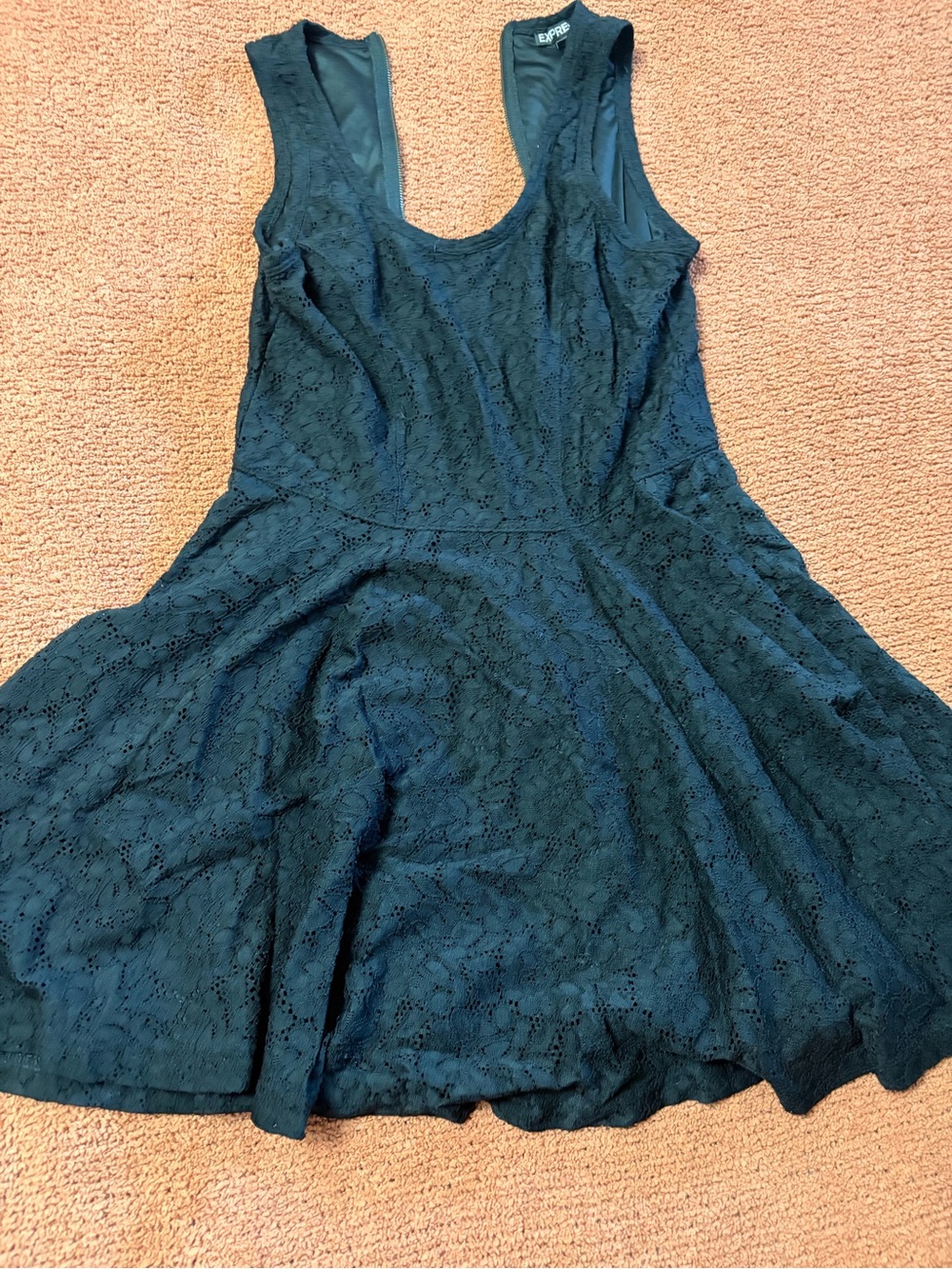 Express Girls Lace Skater Dress in Dark Teal